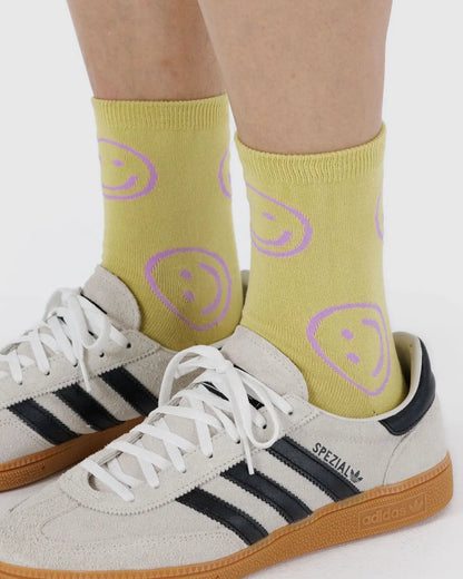 Straw Happy Baggu Crew Socks