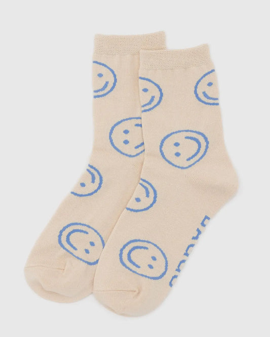 Ecru Periwinkle Baggu Socks