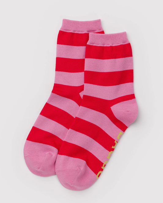 Pink Stripe Baggu Socks