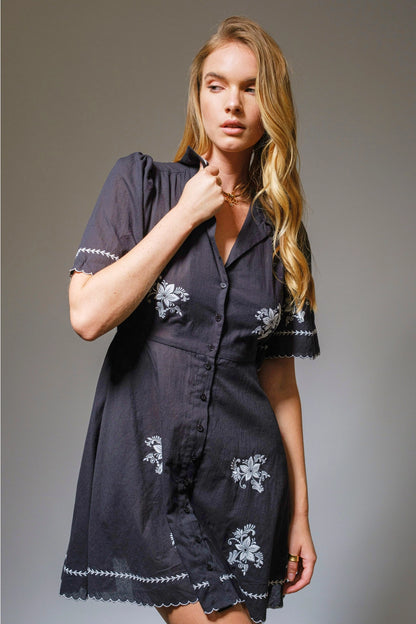 Floral Embroidered Mini Dress