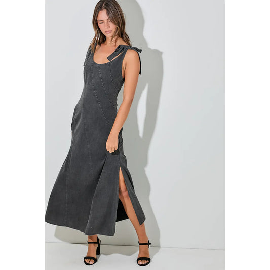 Denim Tie-Strap Maxi