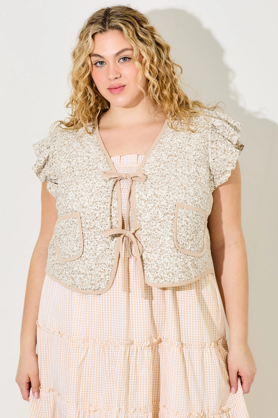 Floral Ruffle Vest