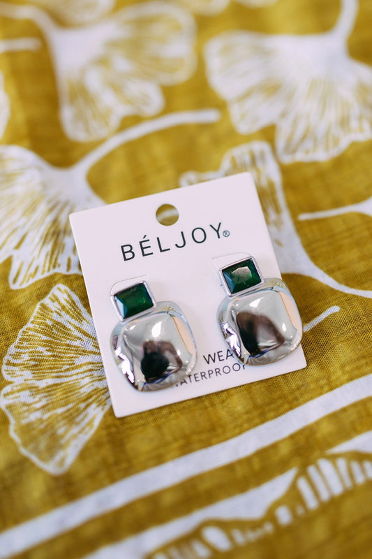 Eartha Emerald Square Studs