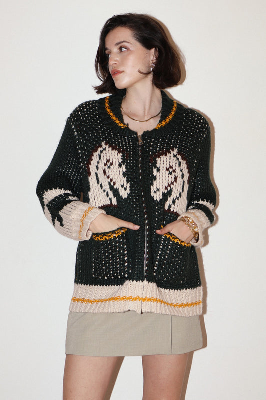 Horse Girl Zip-Up Sweater