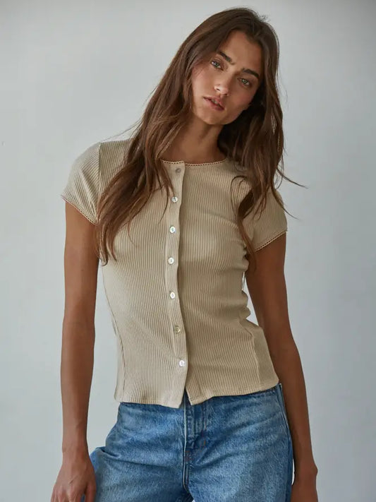 Button Knit Tee