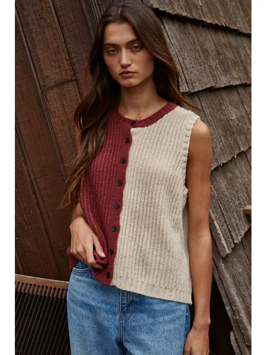 Color-Blocked Knit Vest
