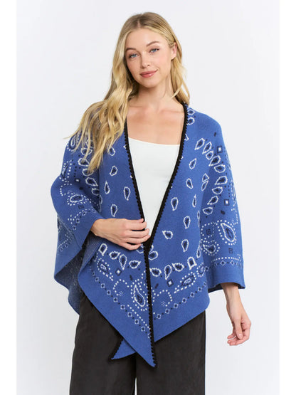 Open-Front Bandana Kimono Cardigan