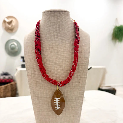 Chunky Bandana Football Necklace
