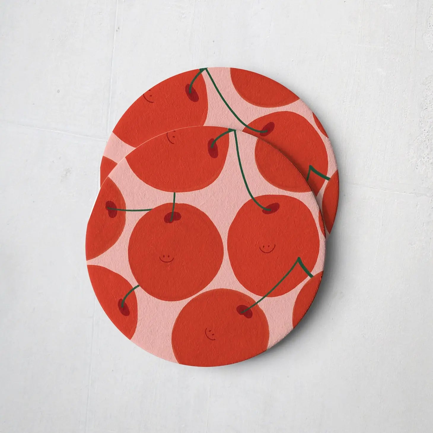 Happy Cherries Coasters - Set of Four