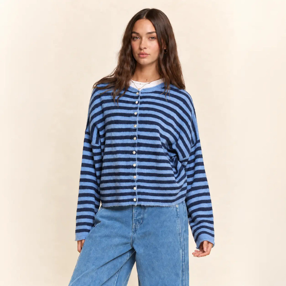 Two-Tone Striped Cardigan