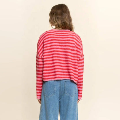 Two-Tone Striped Cardigan