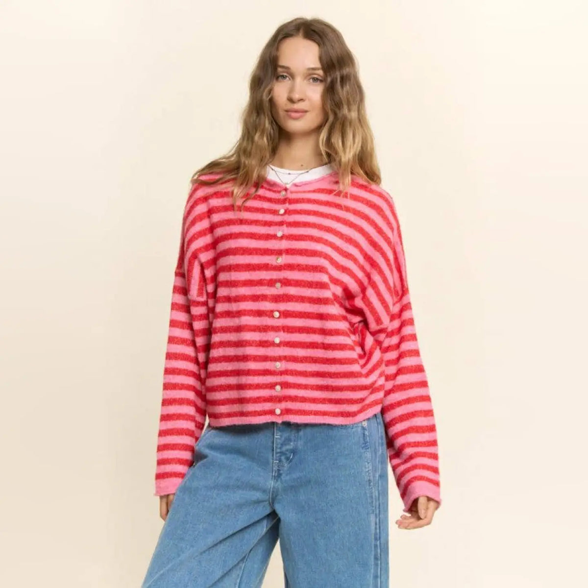 Two-Tone Striped Cardigan