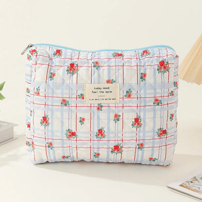 Quilted Floral Cosmetic Bag