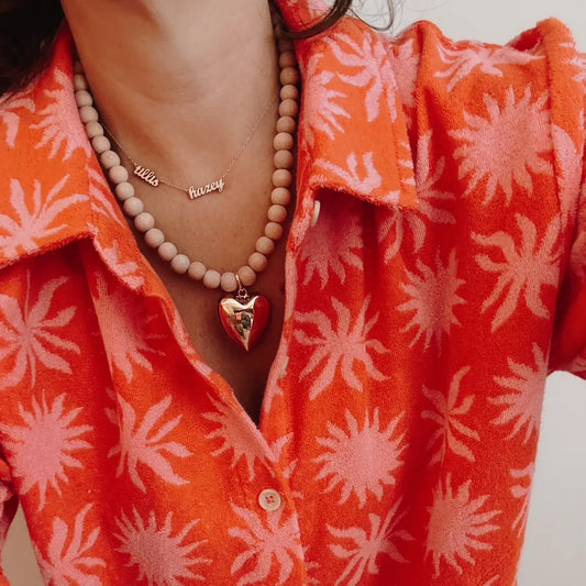 Wood and Gold Heart Necklace