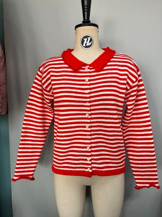 Sweetest Striped Collarded Cardigan
