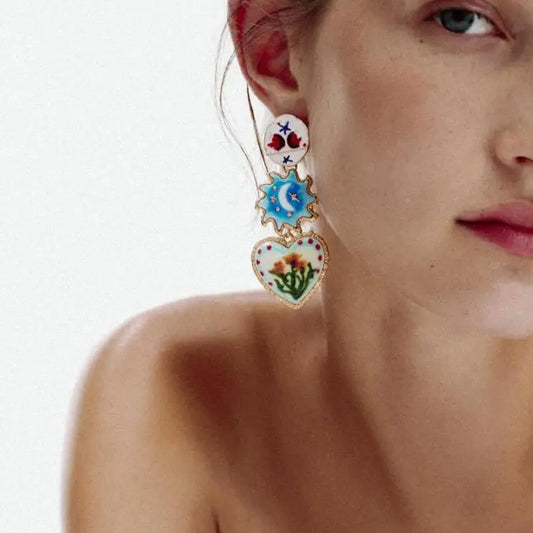 Painted Enamel Drop Earrings