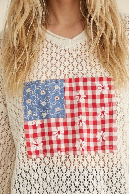 Flag Patchwork Knit Top