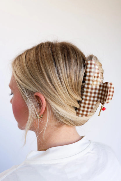 Oversized Gingham Tomato Claw Clip