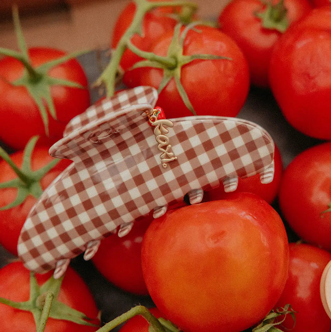 Oversized Gingham Tomato Claw Clip