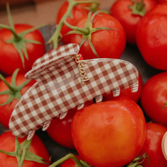 Oversized Gingham Tomato Claw Clip