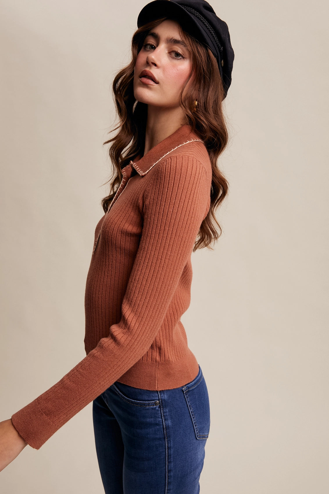 Contrast Stitch Henley