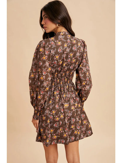 Zippered Floral Mini Dress