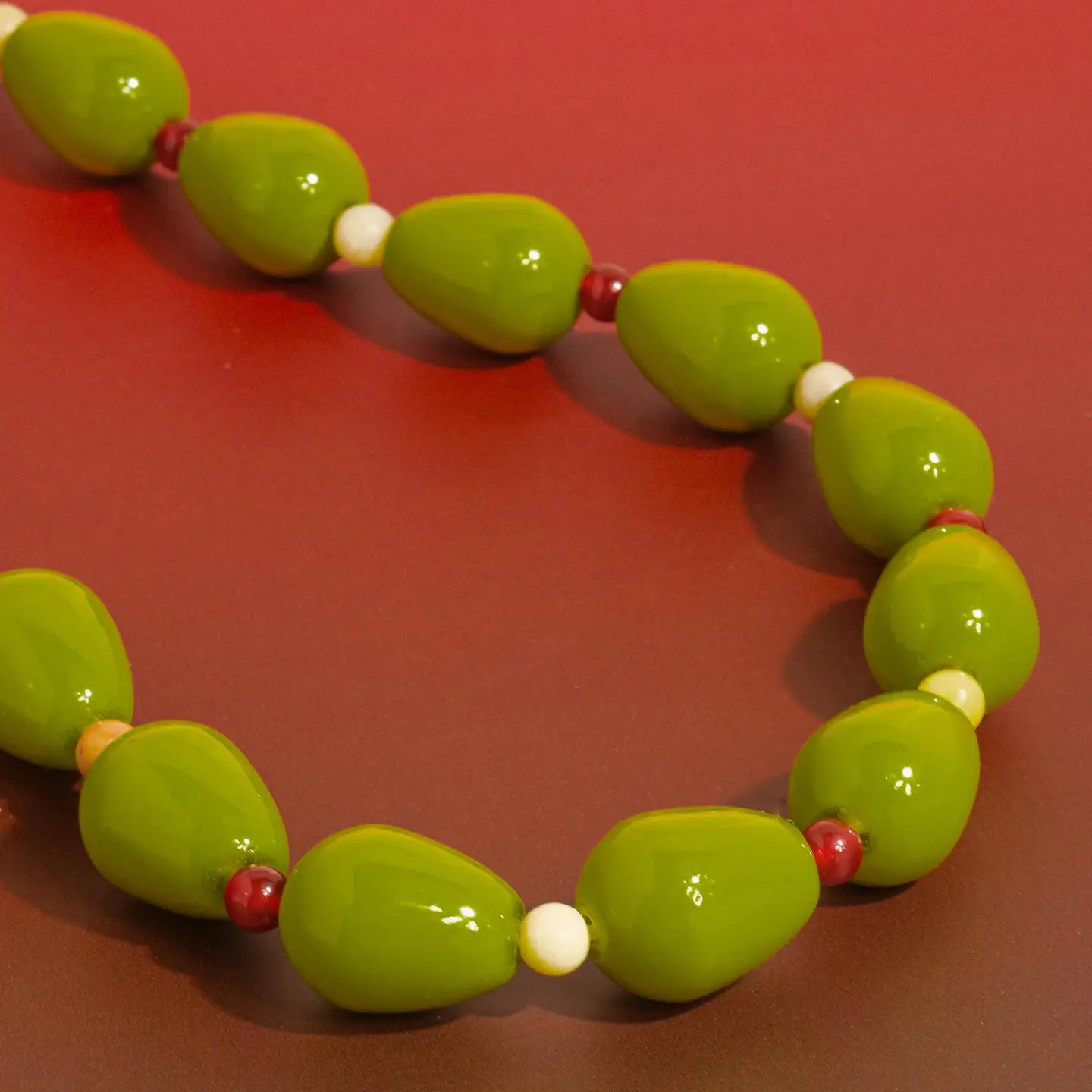 Vintage Olive Beaded Necklace