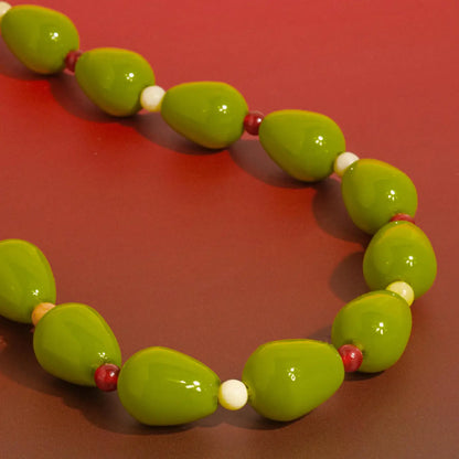 Vintage Olive Beaded Necklace