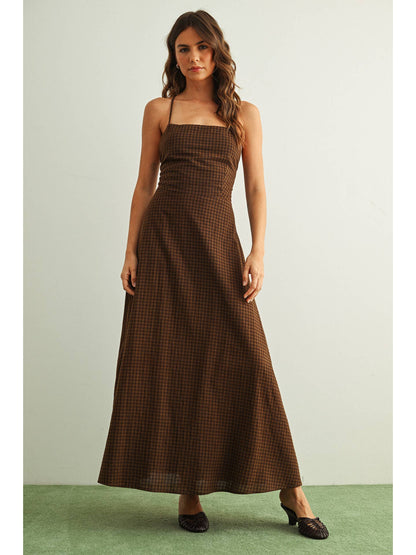 Chocolate Gingham Maxi