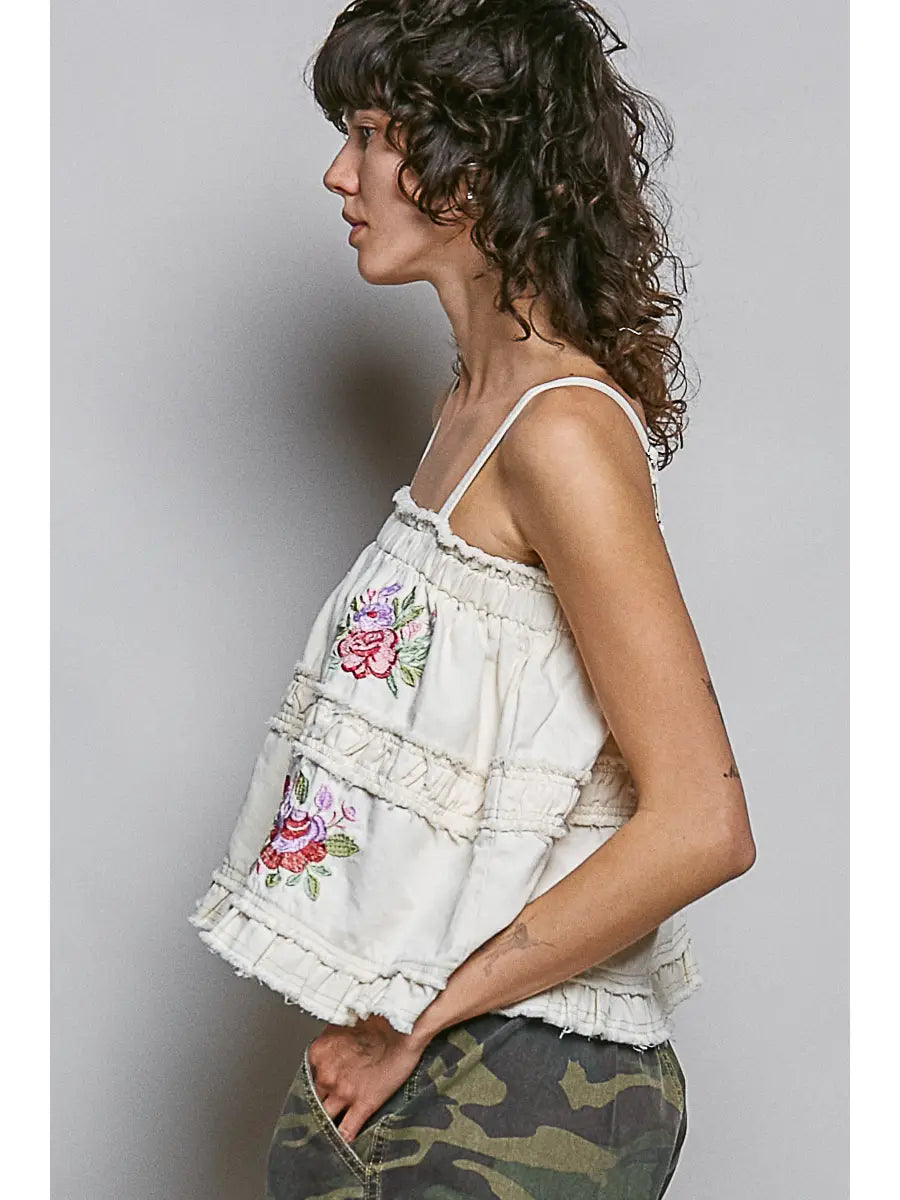 Floral Embroidered Tank