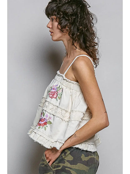 Floral Embroidered Tank