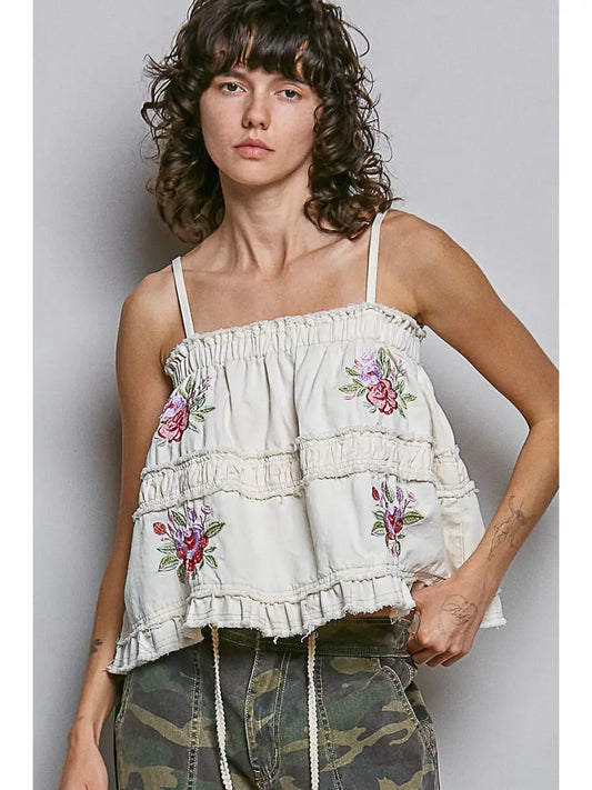 Floral Embroidered Tank