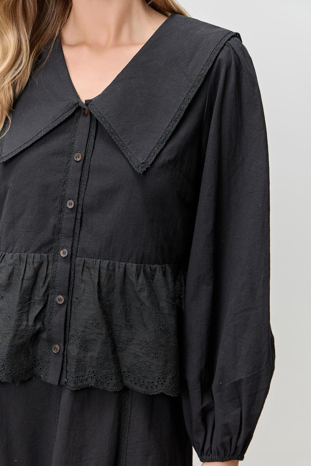 Eyelet Collar Button-Down