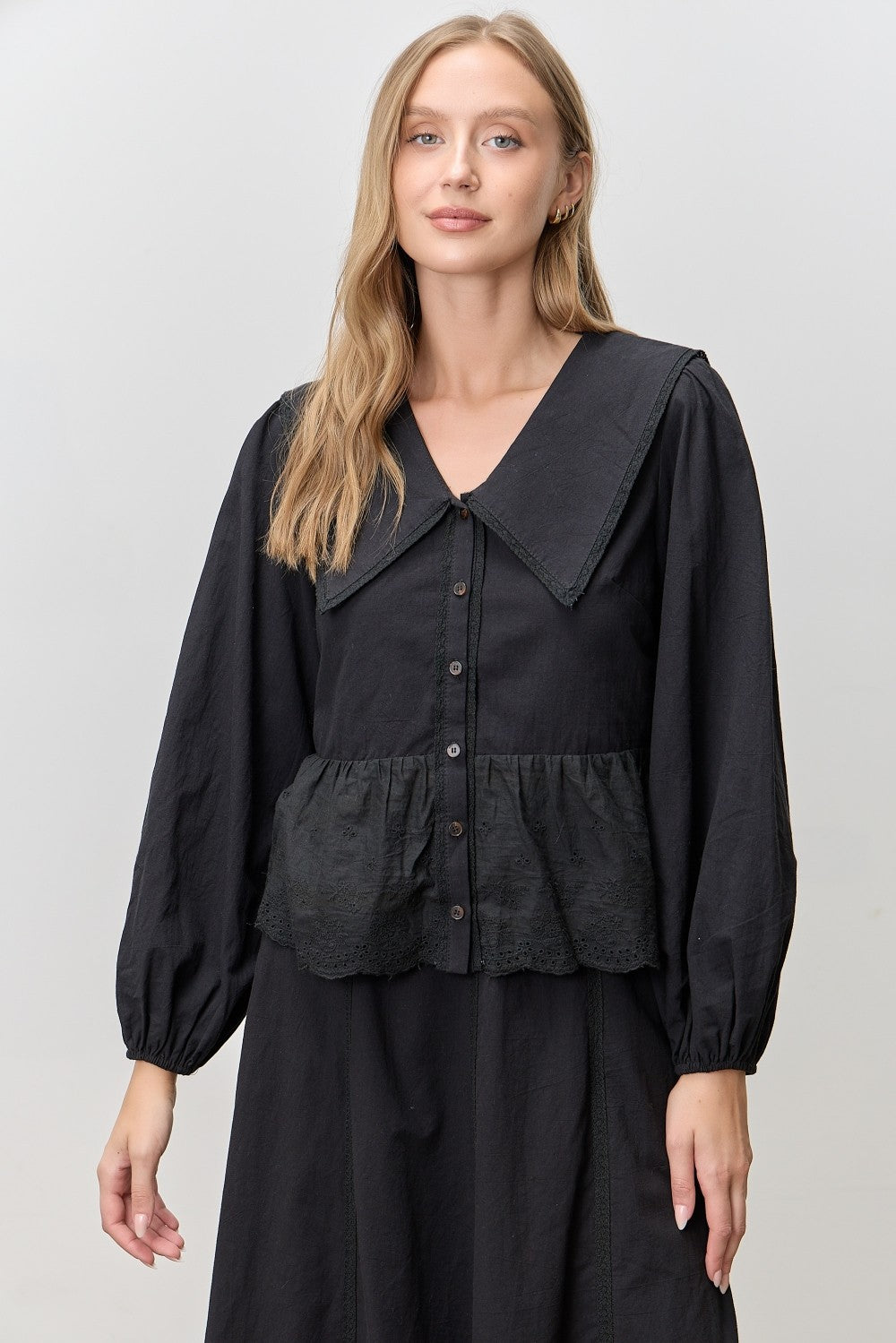Eyelet Collar Button-Down