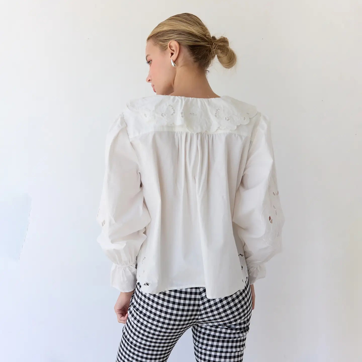 Embroidered Ruffle Blouse