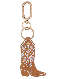 Flower / Leather Boot Keychain